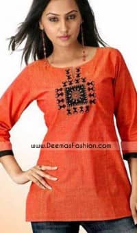 Latest-Ladies-Dark-Orange-Kurti-Dress