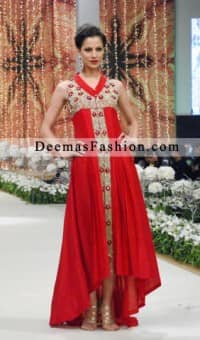 Latest Designer Collection Red Back Tail Dress