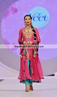 Pakistani Designer Dress Shocking Pink Ferozi Churidar Party Wear