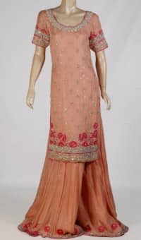Peach-Sharara Wid Long Shirt