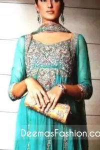 Buy Ladies Fashion Rust Sea Green Anarkali Pishwas Dress