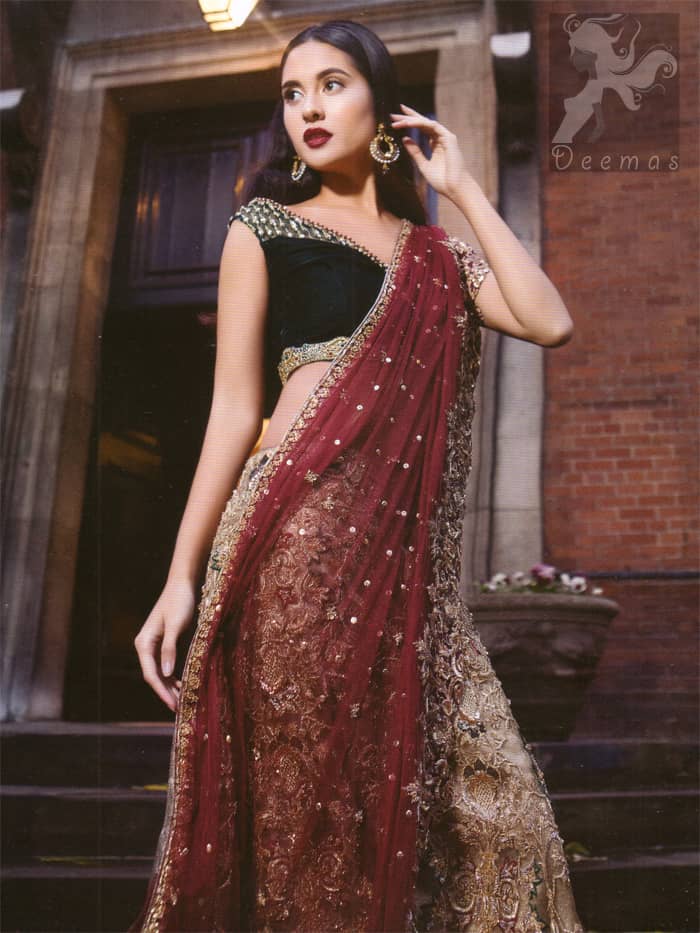 black maxi with red dupatta