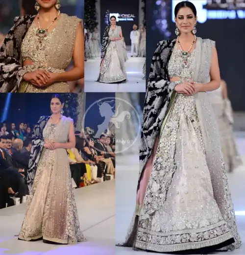 Latest Ivory White Blouse & Bridal Lehenga and Embroidered Dupatta 2016