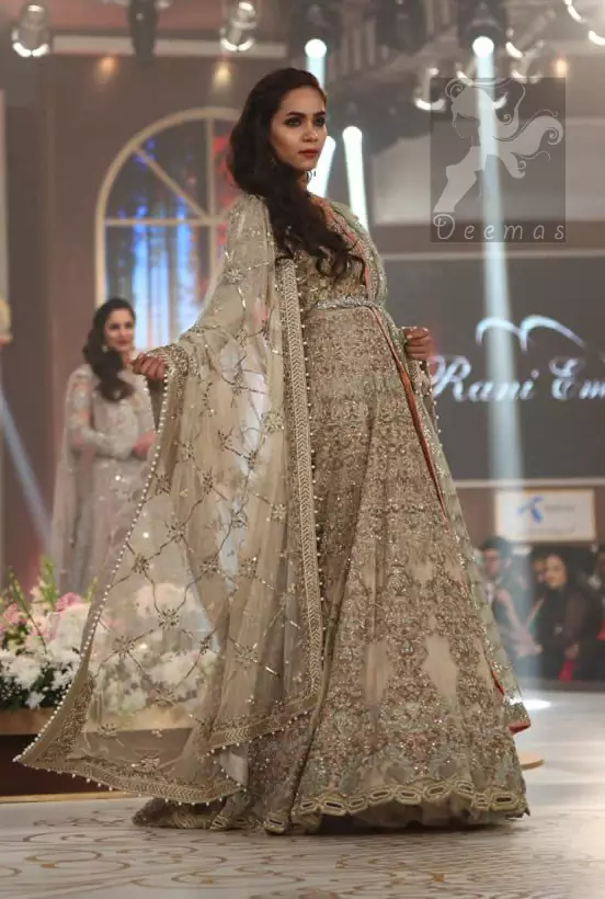 Light Fawn Heavy Bridal Lehengha with Blouse and Embroidered Dupatta
