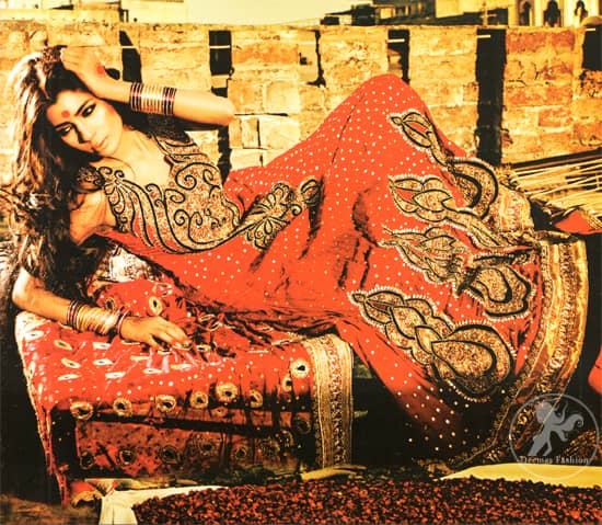 Bright Red Anarkali with Embellished Dupatta
