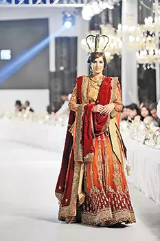 Deep Orange and Red Heavily Embroidered Bridal Lehenga For Baarat