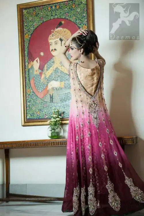 Latest three colour heavily embroidered pishwas with churidar 2016