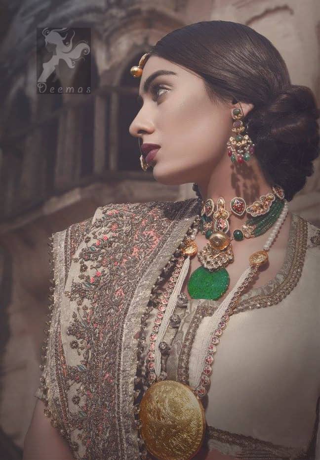 Latest Pakistani Off white Designer Wear Bridal Choli Lehenga