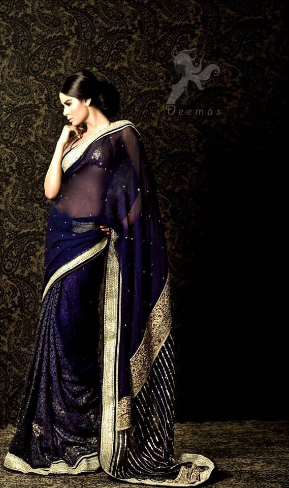 Navy Blue Designer Wear Saree