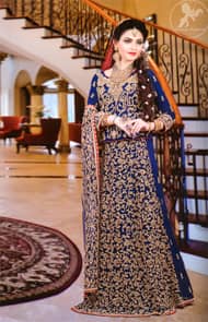 Royal Blue Fully Embroidered Blouse with Aline Style Lehenga