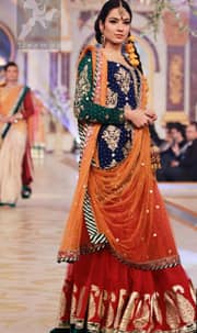 red and orange pakistani dress