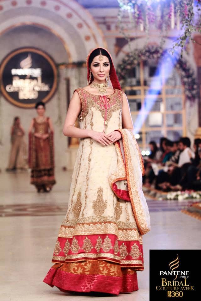 Off White Bridal Wear Frock With Orange Lehenga