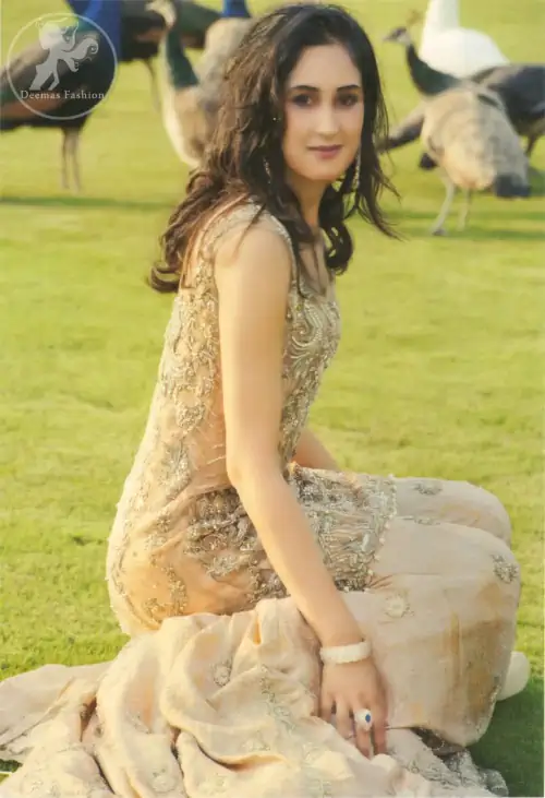 Pale Peach Fully Embroidered Shirt - Back Trail Lehenga - Embroidered Dupatta