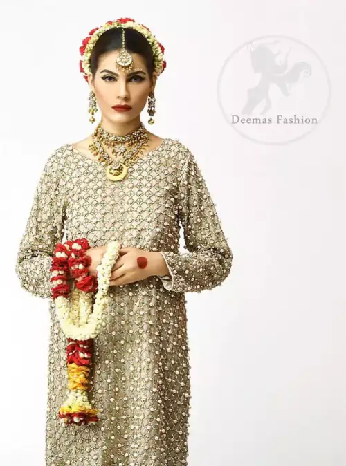 Ivory Embroidered Short Shirt - Churidar Pajama