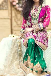 Mehndi Dresses 2017 - Shocking Pink 