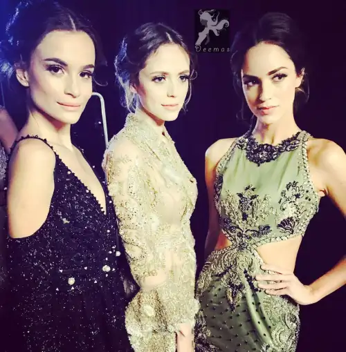 Black Peplum Dress with Trousers and Black Embellishment