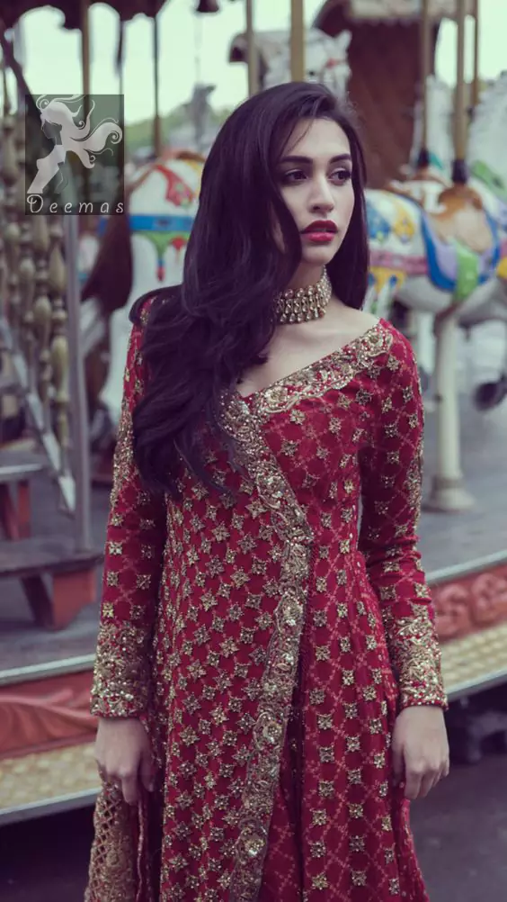 Jamawar Lehenga And Open Pishwas Pakistani Bridal Dress – TheDesignerSaree