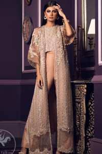 Engagement Dress - Antique Brass Organza Gown n Blouse - Trousers