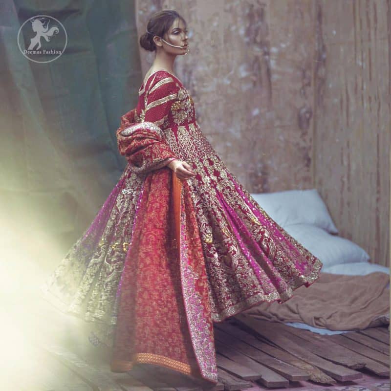 maroon gown with dupatta