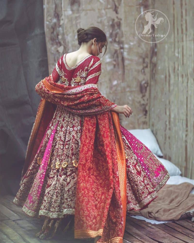 maroon gown with dupatta