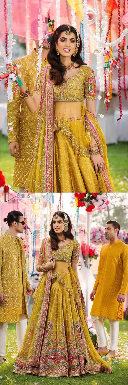 The perfect choice for Mahendi. Delicately crafted and personifying chic elegance with an element of grandiose. The shirt is emphasized