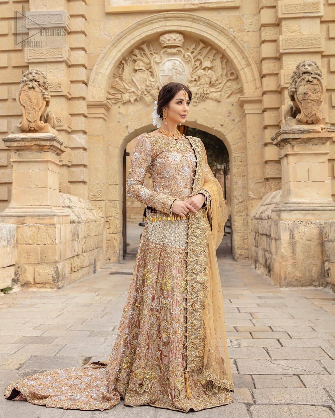tea pink bridal maxi