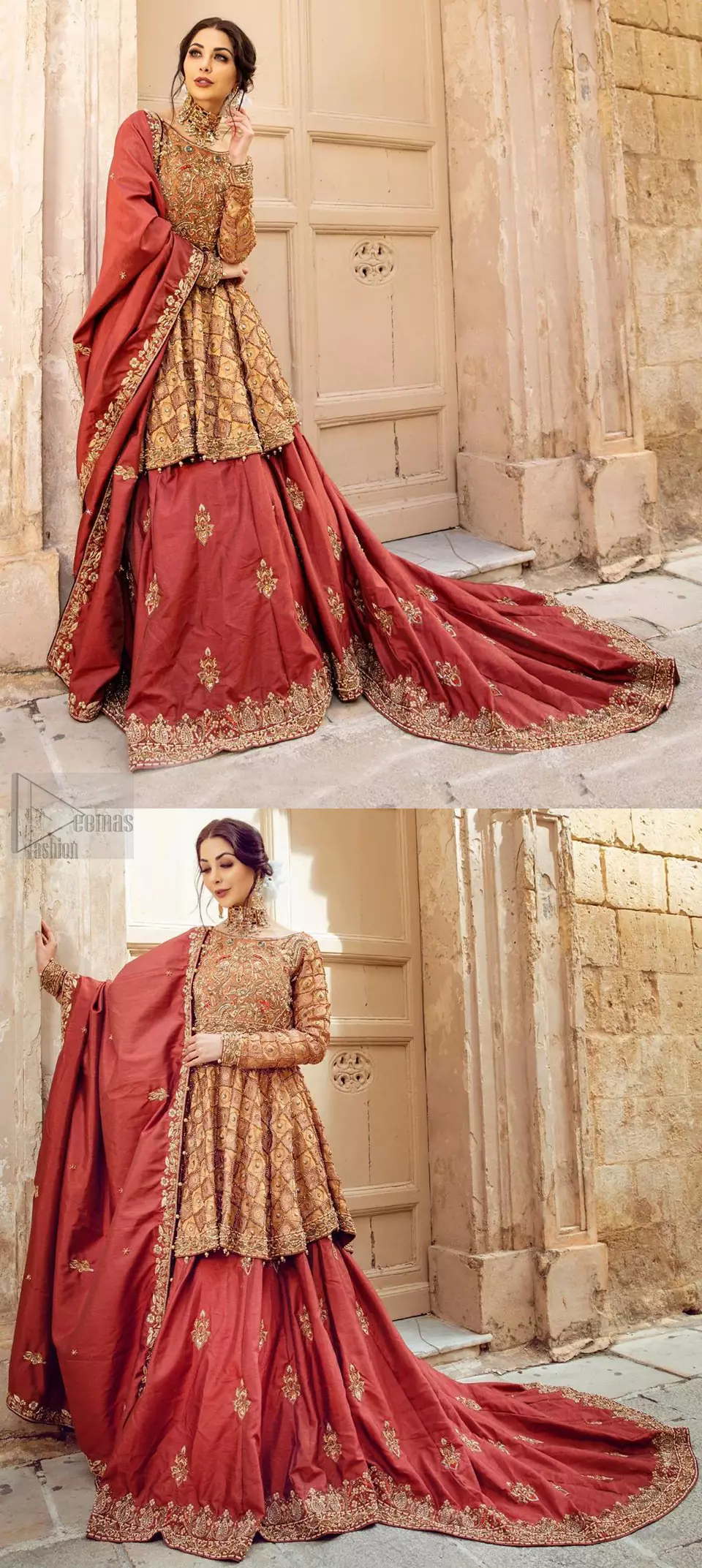 Pakistani Short Frock with Lehenga for Bridal #BB288 | Short frock, Velvet  lehenga, Lehenga