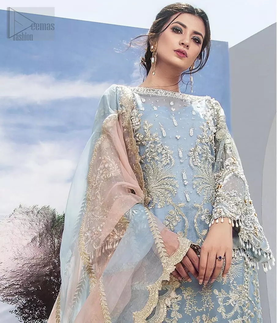 Pakistani embriodered net shirt with trouser  Beautiful dresses for women  Pakistani formal dresses Stylish dresses