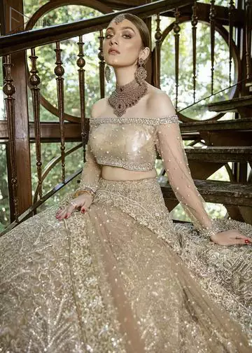 Off shoulder hotsell wedding lehenga