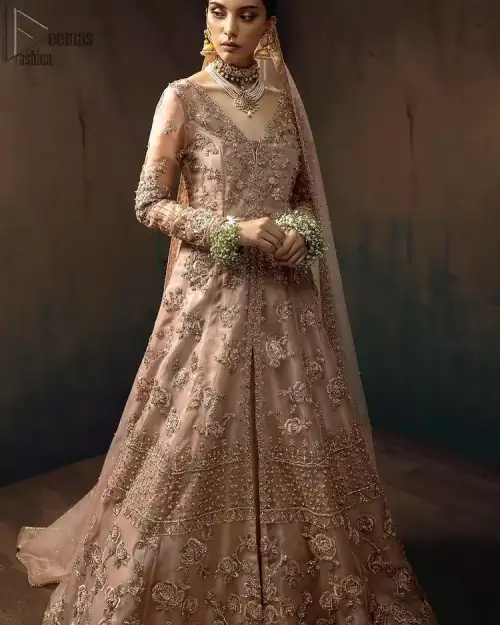 Tea Rose Front Open Maxi – Lehenga Dupatta