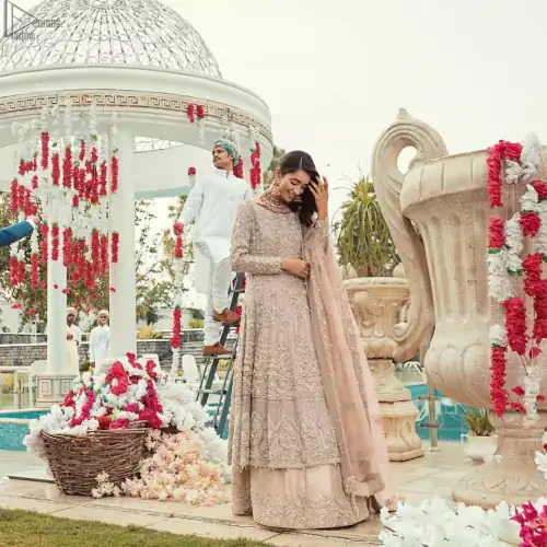 Tea Rose Lehenga Pishwas – Dupatta