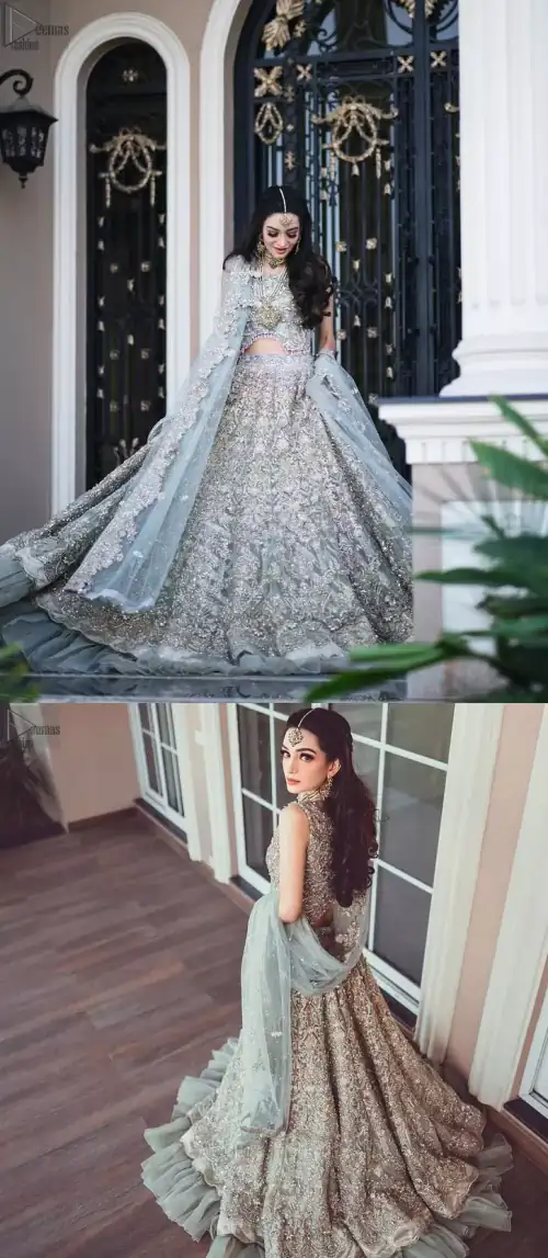 Delicately crafted, personifying elegance with an element of grandiose, this pastel blue sleeveless blouse is beautifully sculptured with floral embroidery