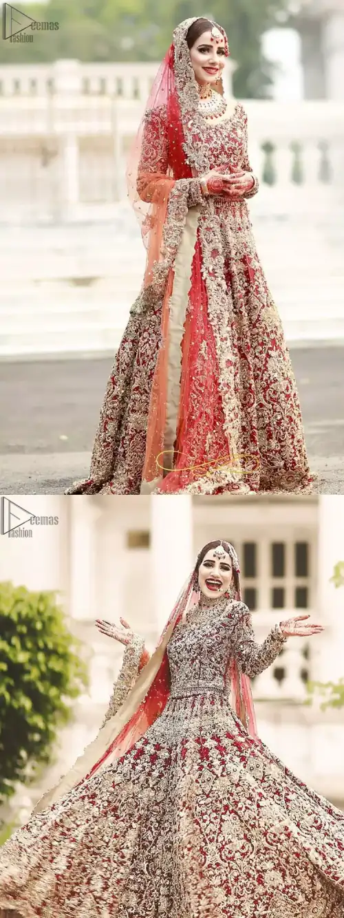 This bridal outfit is perfect for your unforgettable day. This exceptionally detailed dress is cut in a seductive fit and