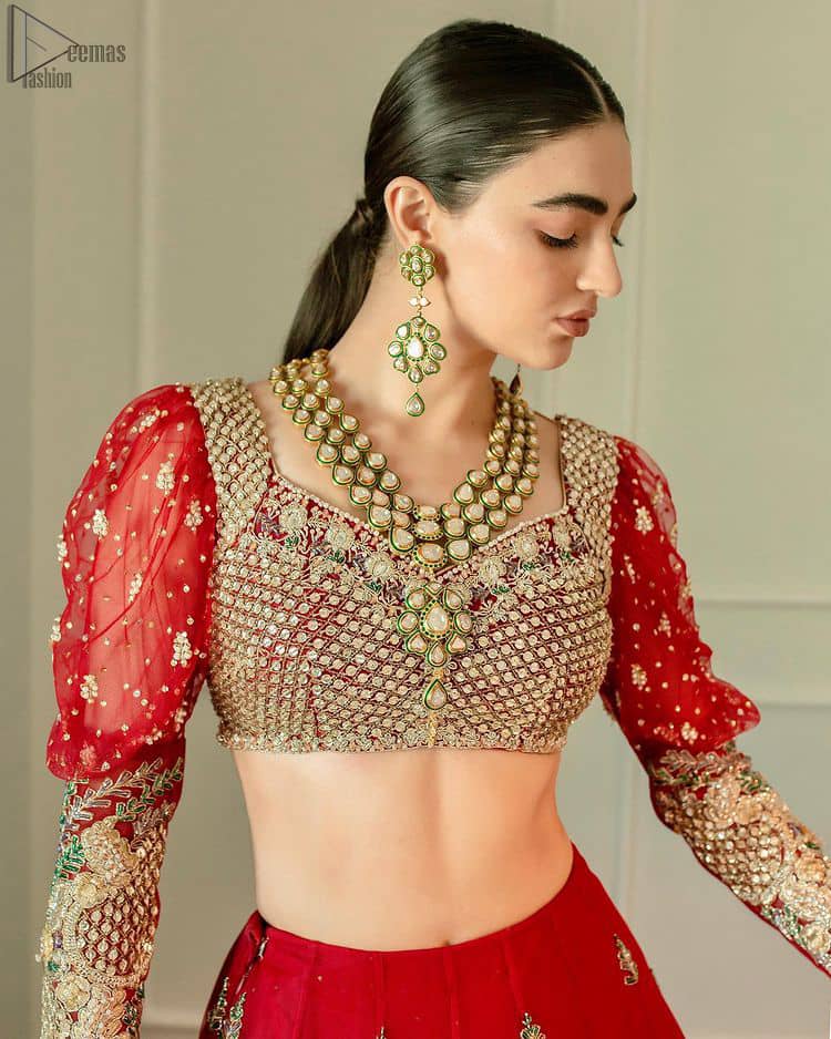 Red Lehenga Blouse – Dupatta