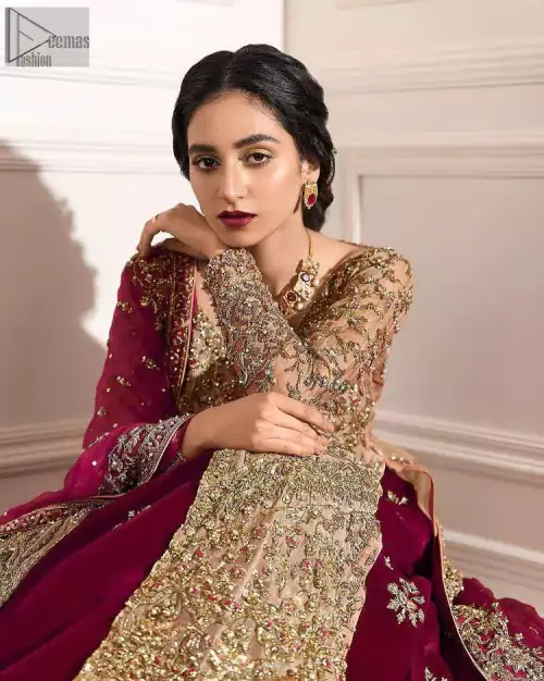 Enriched with subtle beauty, the full-sleeved Fawn Front Open Shirt holds intense grandiosity.