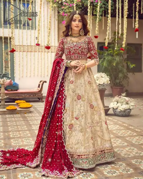 It's distinctive how the new-gen brides are welcoming red and beige shades for their bridal outfits as well. So Welcome