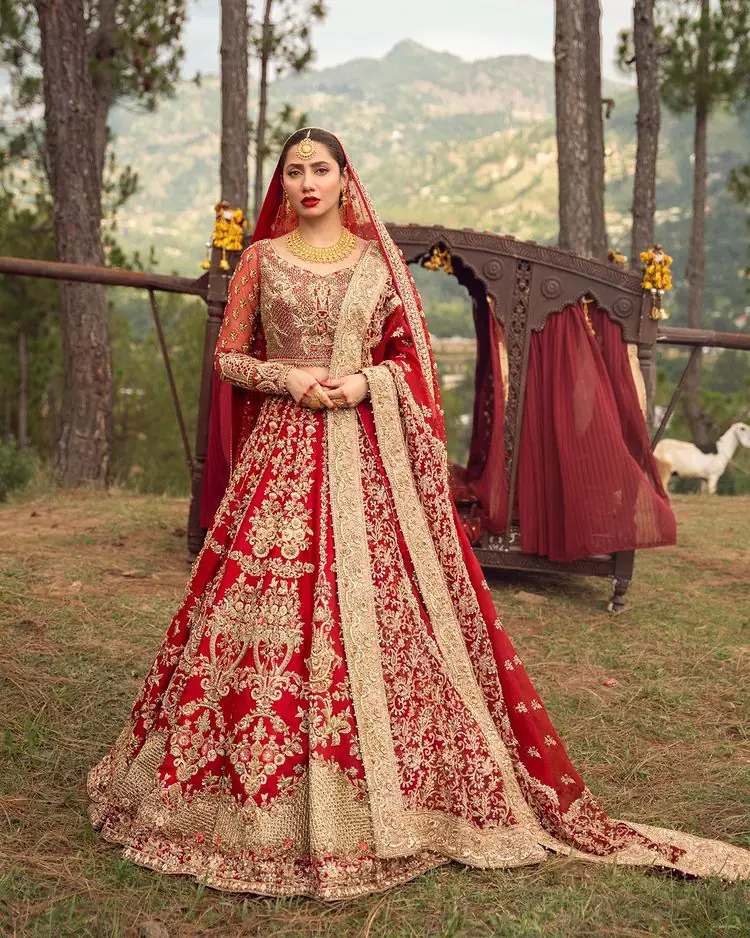 Make your moment memorable by being a dreamy lady in this red can-can lehenga boost with floral motifs. This dreamy can-can lehenga is adorned with golden kora, dabka, tilla, sequins and resham thread work which gave a perfect ending to this flare. In addition to this, the blouse is fully embellished with zardozi work. Finish the look with a red dupatta having four-sided embellished borders scattered with tiny floral motifs and sequins spray all over the ground.