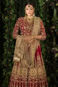 Looking perfectly gorgeous is not a mere utopia. You already appear stunning but with the Crimson Lehenga Blouse on you, things will definitely get unimaginably beautiful. A marvellous combination of a three-quarter sleeved Crimson blouse choli, an elegant lehenga and a tan net dupatta, dazzle up the dress with unexplainable enchantment. Crimson Lehenga Blouse – Tan Dupatta.