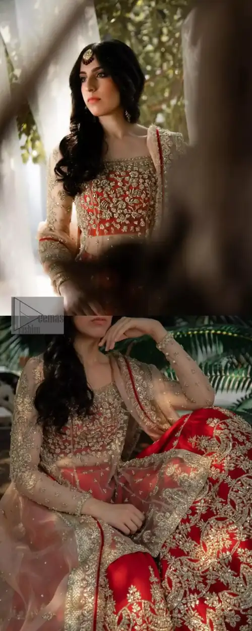 Beige Pink Shirt Dupatta – Red Gharara