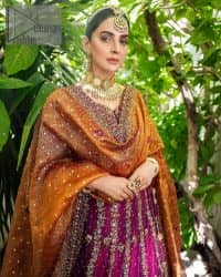 Magenta Lehenga Blouse – Orange Dupatta - Image 2
