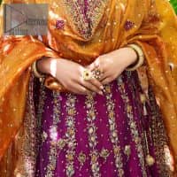 Magenta Lehenga Blouse – Orange Dupatta - Image 6
