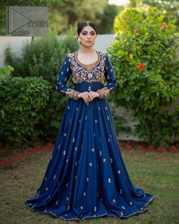 Navy blue hot sale colour long frock