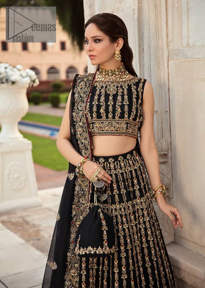 ridableh in our lattest wedding collection Black lehenga choli with  intricate gold detailings | Instagram