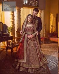 Maroon Traditional Pishwas – Lehenga Dupatta - Image 9