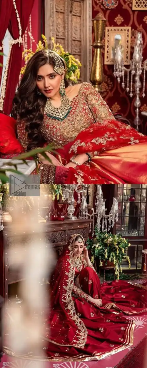 Bride love is in the air! DeemasFashion presents a red shirt rendered with golden embroidery and is enhanced with the