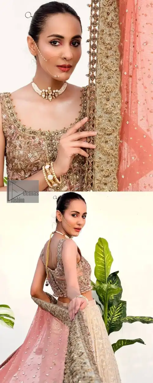 The perfect outfit for walima to enhance your glow. Starting this article with a dream rust blouse having a strap