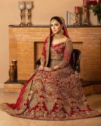 Antique Work Maroon Blouse Lehenga - Image 5