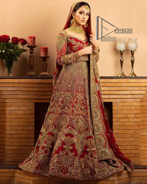 Most girls are excited just to wear maroon amazements. DeemasFashion initiates this Pakistani reception wear which includes a maroon blouse