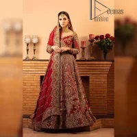 Antique Work Maroon Blouse Lehenga - Image 8