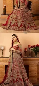 Antique Work Maroon Blouse Lehenga - Image 10
